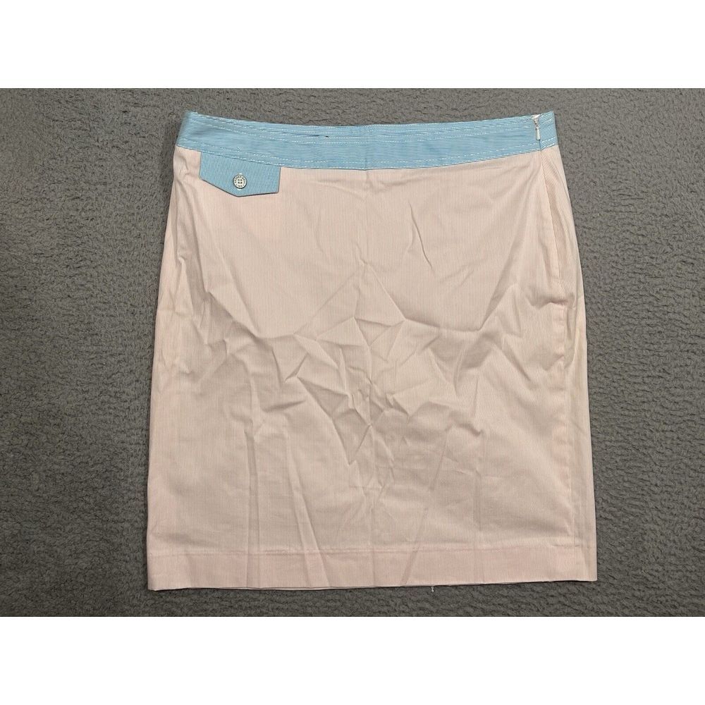 346 Brooks Brothers Skirt‎ Pink Blue White Pin Stripes Size 14 Straight Short